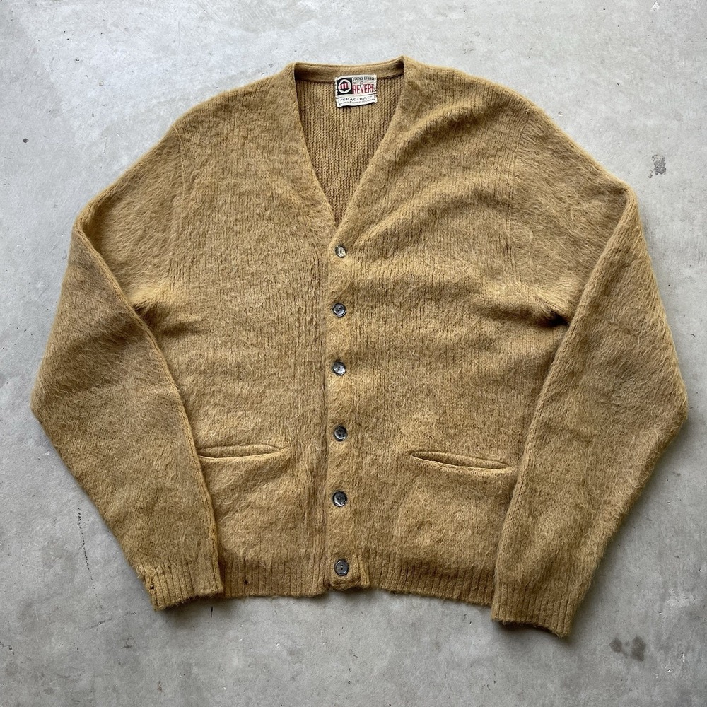 Vtg Young Breed Revere Sweater Mens XL Kurt Cobain Mohair Cardigan Shag Rac